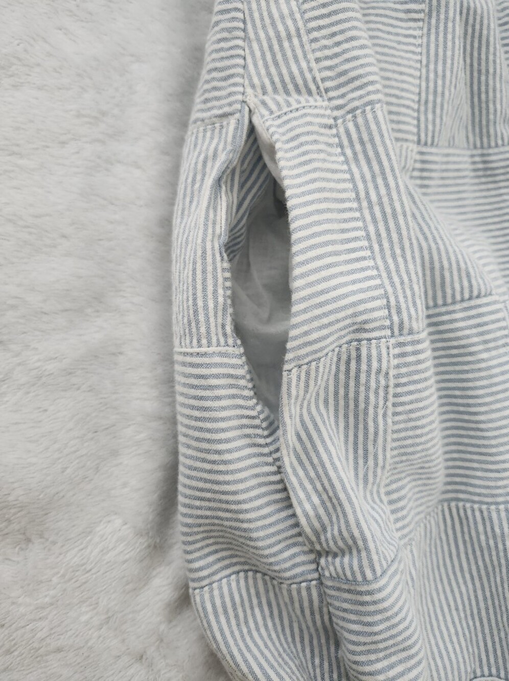 MADEWELL Seersucker Patchwork Tiered Midi Cotton Dress Sz 8 Cottagecore Coastal - Picture 9 of 15